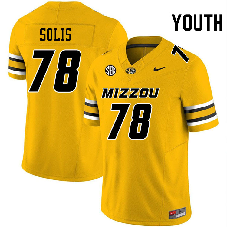 Youth #78 Brandon Solis Missouri Tigers College Football Jerseys Stitched-Gold